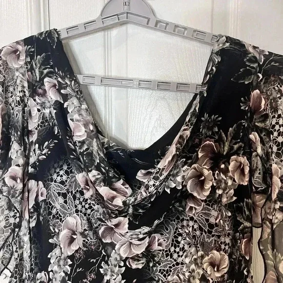 VTG Signature Robbie Bee Womens Floral Asymmetrical Midi Dress 14W Fairy Goth - Picture 5 of 14